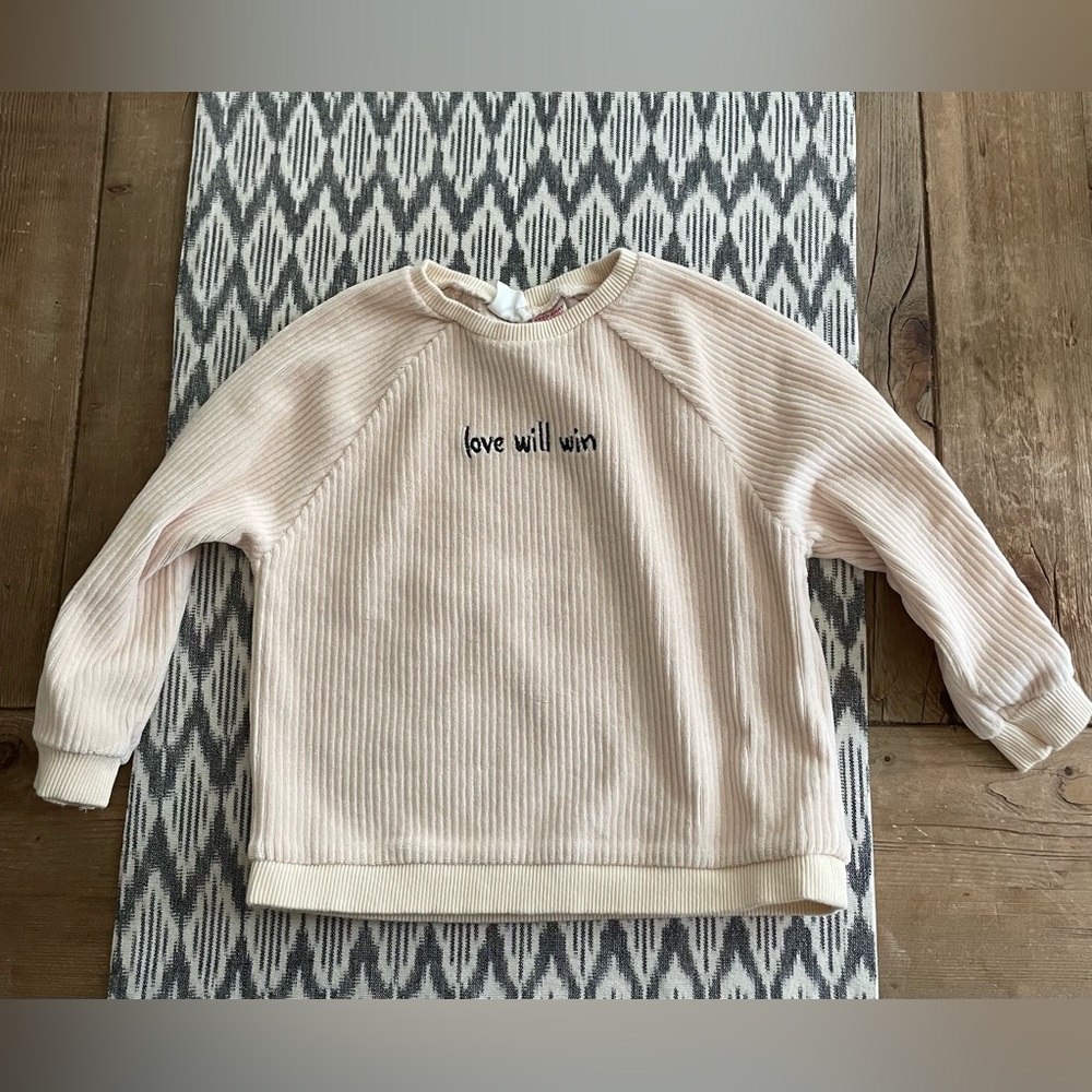 Zara: Toddler Cream Ribbed Sweatshirt